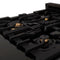 Autograph Edition 36 In. 4.6 Cu. Ft. Legacy Dual Fuel Range With 6 Burner Gas Cooktop And Electric Convection Oven In Black Stainless Steel And Champagne Bronze Accents