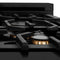 Autograph Edition 36 In. 4.6 Cu. Ft. Legacy Dual Fuel Range With 6 Burner Gas Cooktop And Electric Convection Oven In Black Stainless Steel And Champagne Bronze Accents