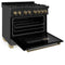Autograph Edition 36 In. 4.6 Cu. Ft. Legacy Dual Fuel Range With 6 Burner Gas Cooktop And Electric Convection Oven In Black Stainless Steel And Champagne Bronze Accents