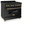 Autograph Edition 36 In. 4.6 Cu. Ft. Legacy Dual Fuel Range With 6 Burner Gas Cooktop And Electric Convection Oven In Black Stainless Steel And Champagne Bronze Accents
