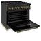 Autograph Edition 36 In. 4.6 Cu. Ft. Legacy Dual Fuel Range With 6 Burner Gas Cooktop And Electric Convection Oven In Black Stainless Steel And Champagne Bronze Accents