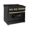 Autograph Edition 36 In. 4.6 Cu. Ft. Legacy Dual Fuel Range With 6 Burner Gas Cooktop And Electric Convection Oven In Black Stainless Steel And Polished Gold Accents