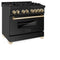 Autograph Edition 36 In. 4.6 Cu. Ft. Legacy Dual Fuel Range With 6 Burner Gas Cooktop And Electric Convection Oven In Black Stainless Steel And Polished Gold Accents
