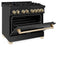 Autograph Edition 36 In. 4.6 Cu. Ft. Legacy Dual Fuel Range With 6 Burner Gas Cooktop And Electric Convection Oven In Black Stainless Steel And Polished Gold Accents