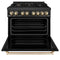 Autograph Edition 36 In. 4.6 Cu. Ft. Legacy Dual Fuel Range With 6 Burner Gas Cooktop And Electric Convection Oven In Black Stainless Steel And Polished Gold Accents