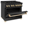 Autograph Edition 36 In. 4.6 Cu. Ft. Legacy Dual Fuel Range With 6 Burner Gas Cooktop And Electric Convection Oven In Black Stainless Steel And Polished Gold Accents
