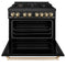 Autograph Edition 36 In. 4.6 Cu. Ft. Legacy Dual Fuel Range With 6 Burner Gas Cooktop And Electric Convection Oven In Black Stainless Steel And Polished Gold Accents