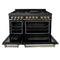 Autograph Edition 48 In. 6.0 Cu. Ft. Legacy Dual Fuel Range With 7 Burner Gas Cooktop And 2 Electric Ovens In Black Stainless Steel And Champagne Bronze Accents