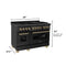 Autograph Edition 48 In. 6.0 Cu. Ft. Legacy Dual Fuel Range With 7 Burner Gas Cooktop And 2 Electric Ovens In Black Stainless Steel And Champagne Bronze Accents