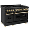 Autograph Edition 48 In. 6.0 Cu. Ft. Legacy Dual Fuel Range With 7 Burner Gas Cooktop And 2 Electric Ovens In Black Stainless Steel And Polished Gold Accents
