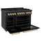 Autograph Edition 48 In. 6.0 Cu. Ft. Legacy Dual Fuel Range With 7 Burner Gas Cooktop And 2 Electric Ovens In Black Stainless Steel And Polished Gold Accents
