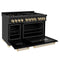 Autograph Edition 48 In. 6.0 Cu. Ft. Legacy Dual Fuel Range With 7 Burner Gas Cooktop And 2 Electric Ovens In Black Stainless Steel And Polished Gold Accents