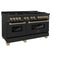Autograph Edition 60 In. 7.4 Cu. Ft. Legacy Dual Fuel Range With 9 Burner Gas Cooktop And 2 Electric Convection Ovens In Black Stainless Steel And Champagne Bronze Accents