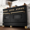 Autograph Edition 60 In. 7.4 Cu. Ft. Legacy Dual Fuel Range With 9 Burner Gas Cooktop And 2 Electric Convection Ovens In Black Stainless Steel And Polished Gold Accents