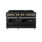 Autograph Edition 60 In. 7.4 Cu. Ft. Legacy Dual Fuel Range With 9 Burner Gas Cooktop And 2 Electric Convection Ovens In Black Stainless Steel And Polished Gold Accents