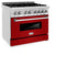 36 In. 4.6 Cu. Ft. Legacy Dual Fuel Range With 6 Burner Gas Cooktop And Electric Convection Oven In Stainless Steel And Red Gloss Door