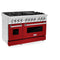48 In. 6.0 Cu. Ft. Legacy Dual Fuel Range With 7 Burner Gas Cooktop And 2 Electric Ovens In Stainless Steel And Red Gloss Doors