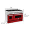 48 In. 6.0 Cu. Ft. Legacy Dual Fuel Range With 7 Burner Gas Cooktop And 2 Electric Ovens In Stainless Steel And Red Gloss Doors