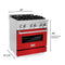 30 In. 4.0 Cu. Ft. Legacy Dual Fuel Range With 4 Burner Gas Cooktop And Electric Convection Oven In Stainless Steel And Red Matte Door