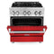 30 In. 4.0 Cu. Ft. Legacy Dual Fuel Range With 4 Burner Gas Cooktop And Electric Convection Oven In Stainless Steel And Red Matte Door