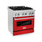 30 In. 4.0 Cu. Ft. Legacy Dual Fuel Range With 4 Burner Gas Cooktop And Electric Convection Oven In Stainless Steel And Red Matte Door