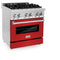 30 In. 4.0 Cu. Ft. Legacy Dual Fuel Range With 4 Burner Gas Cooktop And Electric Convection Oven In Stainless Steel And Red Matte Door