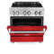 30 In. 4.0 Cu. Ft. Legacy Dual Fuel Range With 4 Burner Gas Cooktop And Electric Convection Oven In Stainless Steel And Red Matte Door