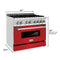 36 In. 4.6 Cu. Ft. Legacy Dual Fuel Range With 6 Burner Gas Cooktop And Electric Convection Oven In Stainless Steel And Red Matte Door