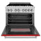 36 In. 4.6 Cu. Ft. Legacy Dual Fuel Range With 6 Burner Gas Cooktop And Electric Convection Oven In Stainless Steel And Red Matte Door