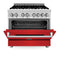 36 In. 4.6 Cu. Ft. Legacy Dual Fuel Range With 6 Burner Gas Cooktop And Electric Convection Oven In Stainless Steel And Red Matte Door
