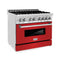 36 In. 4.6 Cu. Ft. Legacy Dual Fuel Range With 6 Burner Gas Cooktop And Electric Convection Oven In Stainless Steel And Red Matte Door