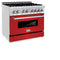 36 In. 4.6 Cu. Ft. Legacy Dual Fuel Range With 6 Burner Gas Cooktop And Electric Convection Oven In Stainless Steel And Red Matte Door