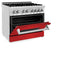 36 In. 4.6 Cu. Ft. Legacy Dual Fuel Range With 6 Burner Gas Cooktop And Electric Convection Oven In Stainless Steel And Red Matte Door