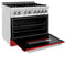 36 In. 4.6 Cu. Ft. Legacy Dual Fuel Range With 6 Burner Gas Cooktop And Electric Convection Oven In Stainless Steel And Red Matte Door