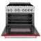 36 In. 4.6 Cu. Ft. Legacy Dual Fuel Range With 6 Burner Gas Cooktop And Electric Convection Oven In Stainless Steel And Red Matte Door