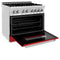 36 In. 4.6 Cu. Ft. Legacy Dual Fuel Range With 6 Burner Gas Cooktop And Electric Convection Oven In Stainless Steel And Red Matte Door