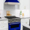 30 In. 4.0 Cu. Ft. Legacy Dual Fuel Range With 4 Burner Gas Cooktop And Electric Convection Oven In Satin Stainless Steel And Blue Gloss Door