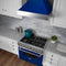 30 In. 4.0 Cu. Ft. Legacy Dual Fuel Range With 4 Burner Gas Cooktop And Electric Convection Oven In Satin Stainless Steel And Blue Gloss Door