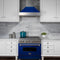 30 In. 4.0 Cu. Ft. Legacy Dual Fuel Range With 4 Burner Gas Cooktop And Electric Convection Oven In Satin Stainless Steel And Blue Gloss Door