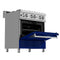 30 In. 4.0 Cu. Ft. Legacy Dual Fuel Range With 4 Burner Gas Cooktop And Electric Convection Oven In Satin Stainless Steel And Blue Gloss Door