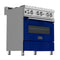 30 In. 4.0 Cu. Ft. Legacy Dual Fuel Range With 4 Burner Gas Cooktop And Electric Convection Oven In Satin Stainless Steel And Blue Gloss Door
