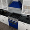 30 In. 4.0 Cu. Ft. Legacy Dual Fuel Range With 4 Burner Gas Cooktop And Electric Convection Oven In Satin Stainless Steel And Blue Gloss Door