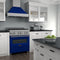 30 In. 4.0 Cu. Ft. Legacy Dual Fuel Range With 4 Burner Gas Cooktop And Electric Convection Oven In Satin Stainless Steel And Blue Gloss Door