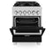 24 In. 2.8 Cu. Ft. Legacy Dual Fuel Range With 4 Burner Gas Cooktop And Electric Convection Oven In Satin Stainless Steel And Black Matte Door