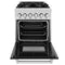 24 In. 2.8 Cu. Ft. Legacy Dual Fuel Range With 4 Burner Gas Cooktop And Electric Convection Oven In Satin Stainless Steel And Black Matte Door
