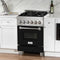 24 In. 2.8 Cu. Ft. Legacy Dual Fuel Range With 4 Burner Gas Cooktop And Electric Convection Oven In Satin Stainless Steel And Black Matte Door