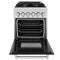 24 In. 2.8 Cu. Ft. Legacy Dual Fuel Range With 4 Burner Gas Cooktop And Electric Convection Oven In Satin Stainless Steel And Black Matte Door