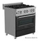 30 In. 4.0 Cu. Ft. Legacy Dual Fuel Range With 4 Burner Gas Cooktop And Electric Convection Oven In Satin Stainless Steel And Black Matte Door