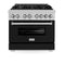 36 In. 4.6 Cu. Ft. Legacy Dual Fuel Range With 6 Burner Gas Cooktop And Electric Convection Oven In Satin Stainless Steel And Black Matte Door