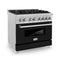 36 In. 4.6 Cu. Ft. Legacy Dual Fuel Range With 6 Burner Gas Cooktop And Electric Convection Oven In Satin Stainless Steel And Black Matte Door